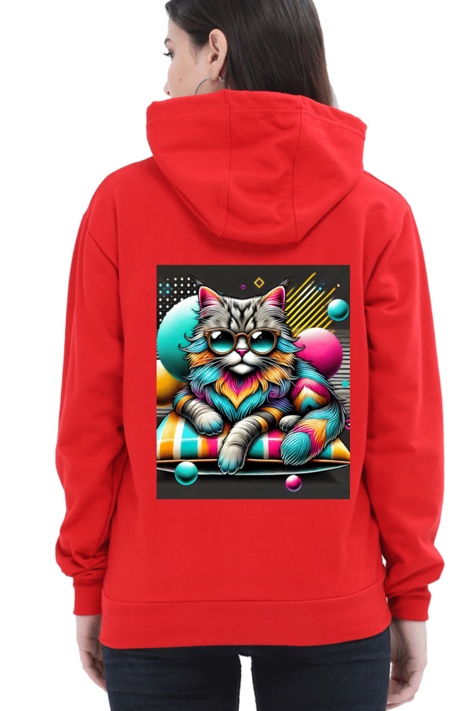 Cotton Hooded Sweatshirt | Cool Cat in Glasses