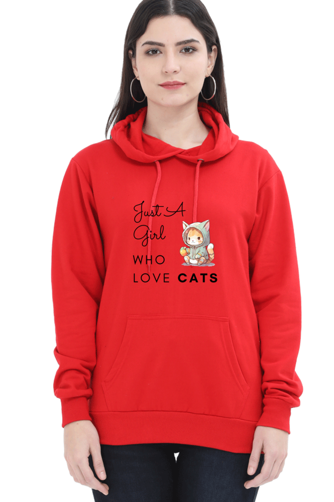 Cotton Hooded Sweatshirt | Just A Girl Who Loves Cat
