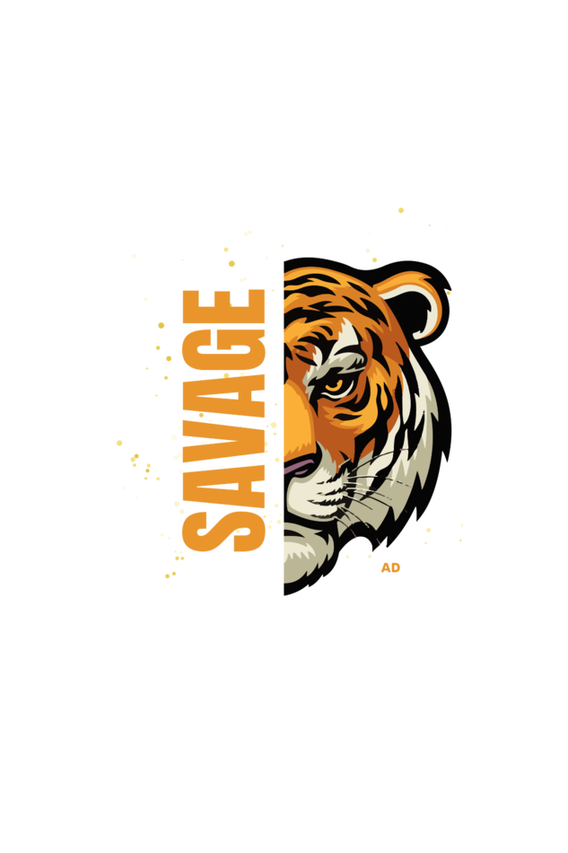 Savage Tiger V-neck Half Sleeve T-shirt for Men