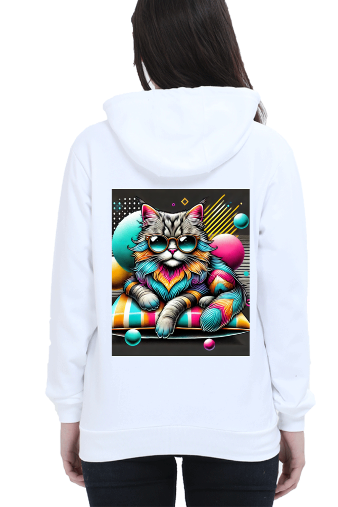 Cotton Hooded Sweatshirt | Cool Cat in Glasses
