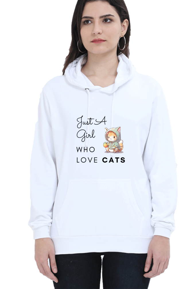 Cotton Hooded Sweatshirt | Just A Girl Who Loves Cat