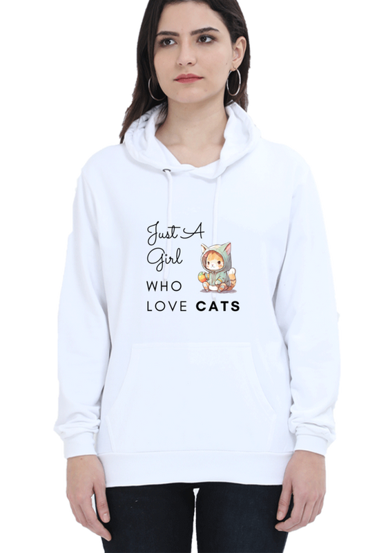 Cotton Hooded Sweatshirt | Just A Girl Who Loves Cat