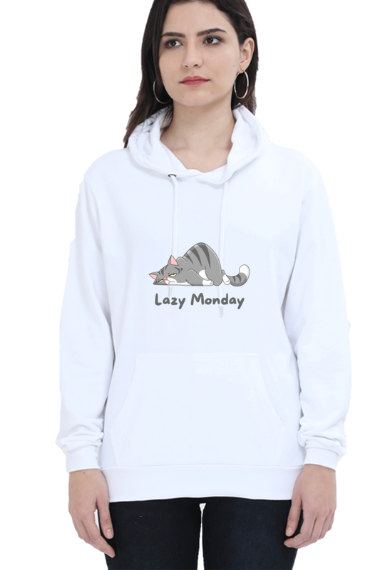 Cotton Hooded Sweatshirt | Lazy Monday Cat Vibes