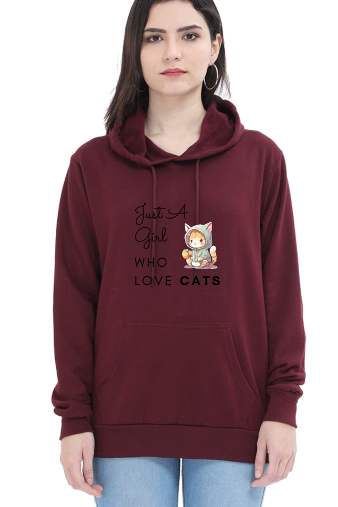 Cotton Hooded Sweatshirt | Just A Girl Who Loves Cat