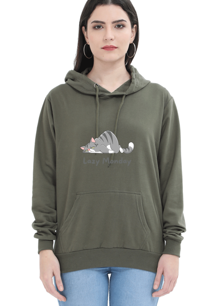 Cotton Hooded Sweatshirt | Lazy Monday Cat Vibes