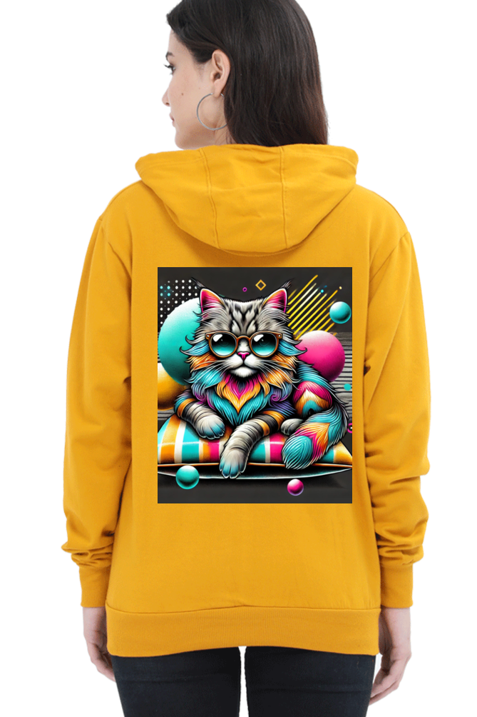 Cotton Hooded Sweatshirt | Cool Cat in Glasses