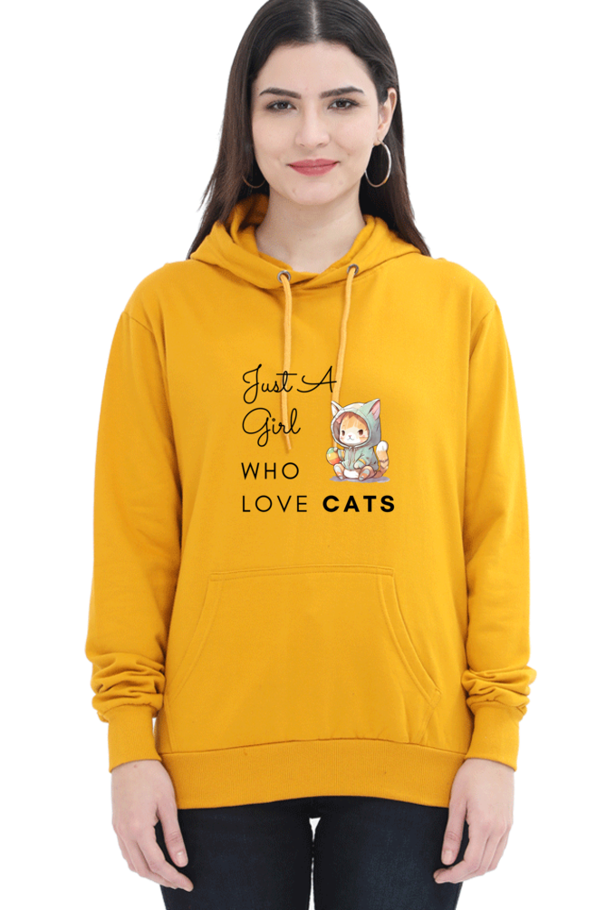 Cotton Hooded Sweatshirt | Just A Girl Who Loves Cat
