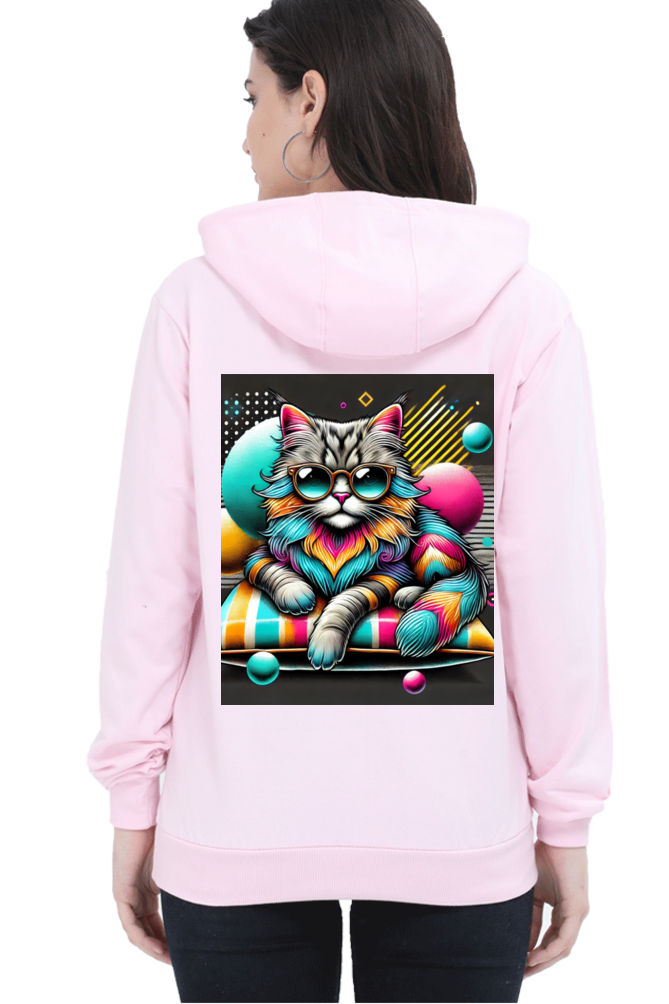 Cotton Hooded Sweatshirt | Cool Cat in Glasses