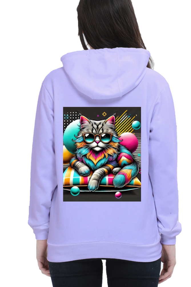 Cotton Hooded Sweatshirt | Cool Cat in Glasses