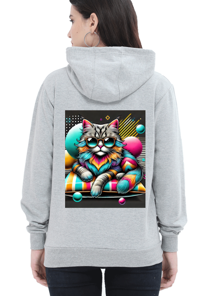 Cotton Hooded Sweatshirt | Cool Cat in Glasses