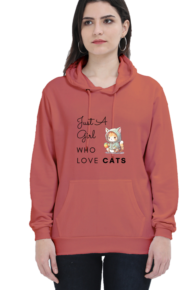 Cotton Hooded Sweatshirt | Just A Girl Who Loves Cat