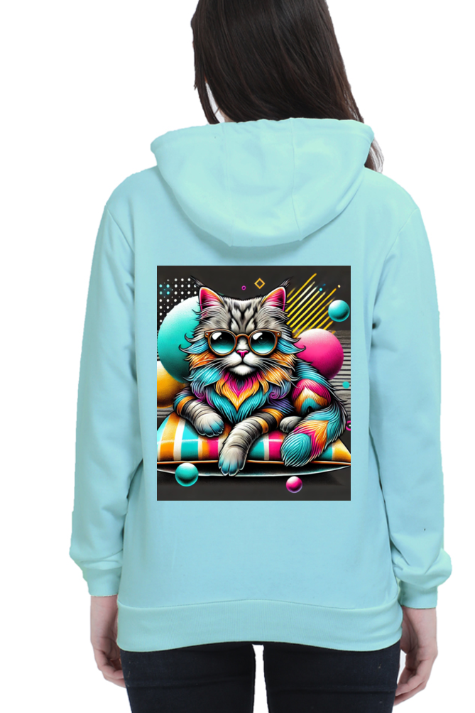 Cotton Hooded Sweatshirt | Cool Cat in Glasses