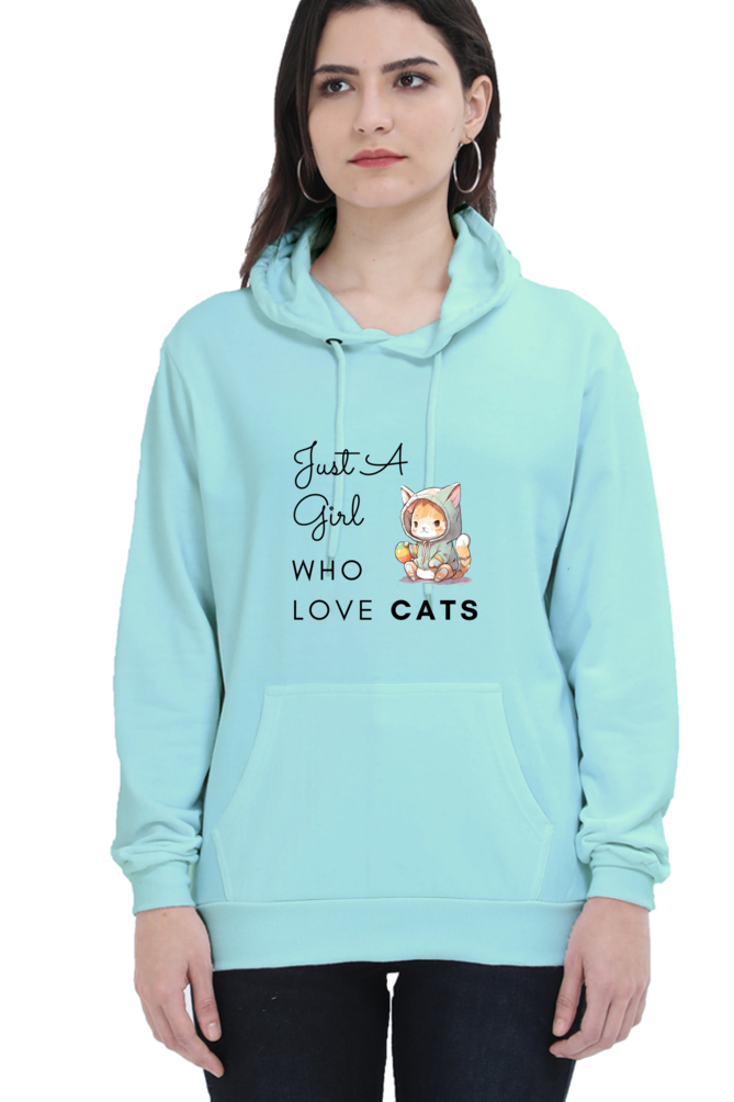 Cotton Hooded Sweatshirt | Just A Girl Who Loves Cat