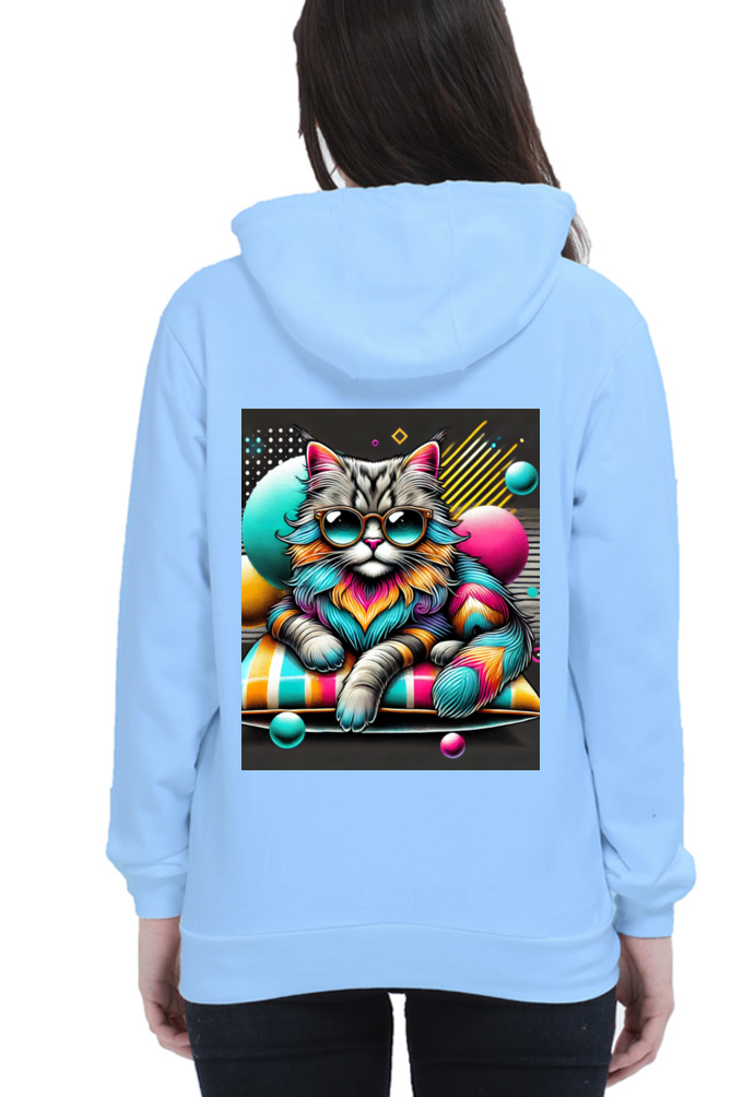 Cotton Hooded Sweatshirt | Cool Cat in Glasses