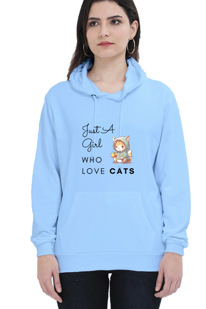 Cotton Hooded Sweatshirt | Just A Girl Who Loves Cat