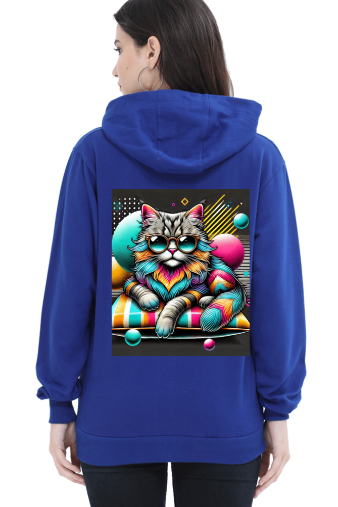 Cotton Hooded Sweatshirt | Cool Cat in Glasses